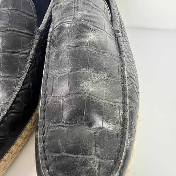 Tod’s Black Croc Embossed Leather Espadrilles Loafers Men’s Size 10 Made Italy - Picture 14 of 15
